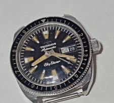 VINTAGE TECHNOS SKY DIVER 250m ORIGINAL DIAL BEZEL  38MM CA 1960s