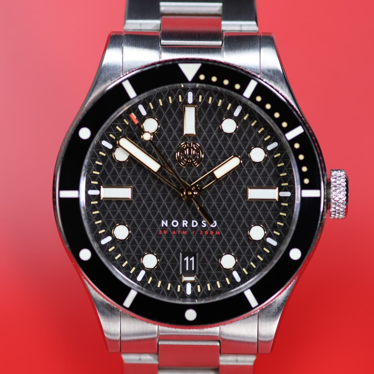 Henry Archer NORDSØ Raven Moon Grey 40mm Automatic Diver BoR Bracelet Full Set