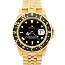 1989 Rolex GMT-Master II BLACK 18K Yellow Gold JUBILEE Date 40mm 16718 BOX