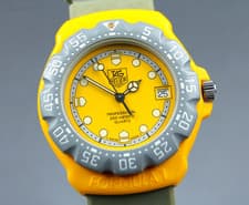 Vintage *Exc+5* TAG Heuer 382.513-1 Yellow & Gray Date 35mm Quartz Men's Watch