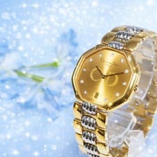 Dior Octagon 11P Diamond Date Watch Gold Tone Vintage Genuine Authentic