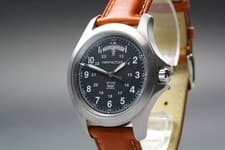 [Near MINT] HAMILTON Khaki Field H644510 40mm Day/Date Black Quartz Men Watch