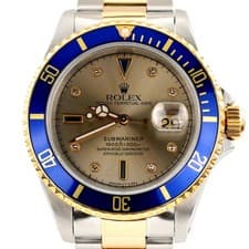Mens Rolex Submariner Steel Two-Tone Watch Slate Gray FACTORY Diamond Dial 16613