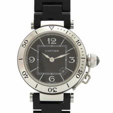CARTIER WATCH PASHA C-TIMER W3140003 SS/RUBBER BLACK QUARTZ BLACK DIAL WOMEN'S