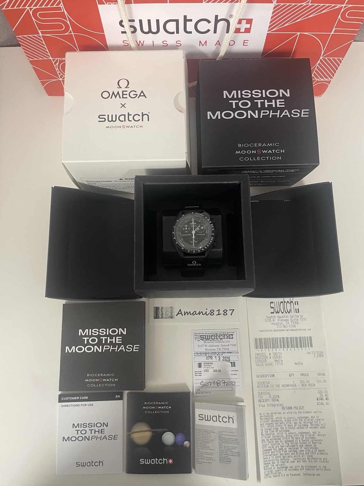 Omega x Swatch BLACK Snoopy Moonswatch Mission to the Moonphase New Moon 🌑