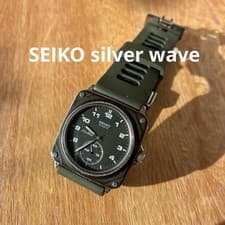SEIKO SILVER WAVE 2628-0040 1981 OLIVE GREEN SQUARE QUARTZ WATCH RARE VINTAGE