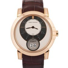 Harry Winston Midnight SILVER 18K Rose Gold Leather 42mm MIDABD42RR001