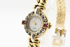 Very Rare SEIKO 1F20-0B70 Near Mint Diamonds Ruby EXCELINE Ladies Watch JAPAN