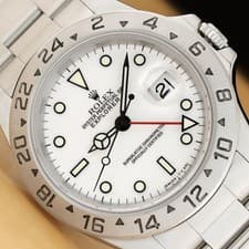 ROLEX EXPLORER II 16570 WHITE STAINLESS STEEL 40MM GMT DATE WATCH w/ PAPER