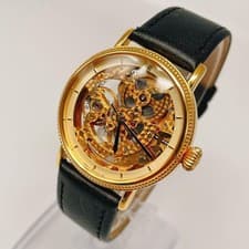 Orient Skeleton Manual Wind Watch Vintage Mens Gold Tone