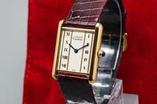 *Near MINT / CASE* Cartier Vermeil Tank LM 590005 Vermeil 925 Quartz Watch
