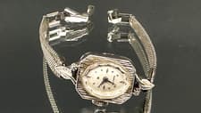 Hamilton 14k Solid White Gold Diamond set Case, Vintage Women's 17J Watch