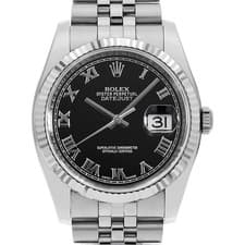 ROLEX Datejust 116234 black Roman 5 row jubilee bracelet Random Number secon...