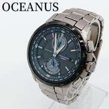 Casio Oceanus OCW-T1010 Titanium Band Date Black Dial Watch 6.5 in