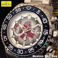 INVICTA Boston Red Sox Watch 50mm Chronograph Silver Red MLB Limited Box