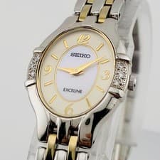 SEIKO EXCELINE Ladies Watch 1F20-0BE0 Gold Silver Combination Cleaned