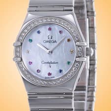 Omega Constellation Quartz Diamond Bezel Stainless Steel Ladies Watch 1475.79