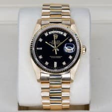 Rolex Day Date 36 President 18038 Black Diamond Dial 18K Yellow Gold 36mm