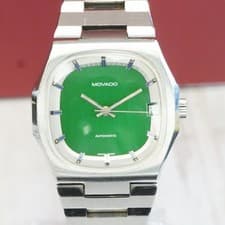 Movado Surf Automatic Watch Zenith 2572PC Date Green Dial 36mm TV-Shaped ALL S.S