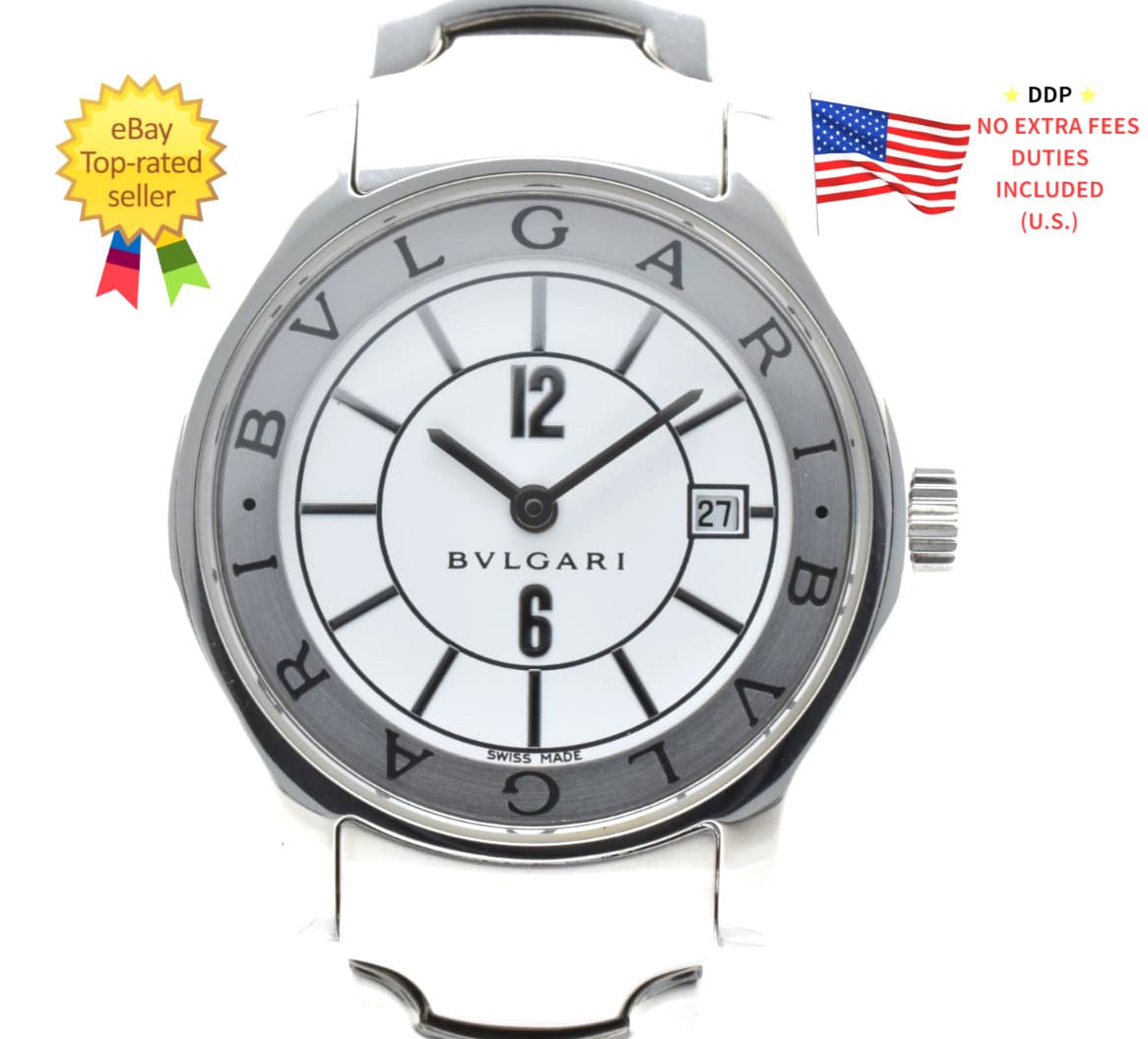 [Near MINT] Vintage BVLGARI Solotempo ST29S White Dial Silver Women's 29mm Watch