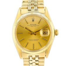 Rolex Date 34mm 18K Solid Yellow Gold Champagne Jubilee Automatic Watch