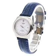 TUDOR GLAMOUR DATE 51000 26mm Stainless Steel White Dial Leather Strap #C539