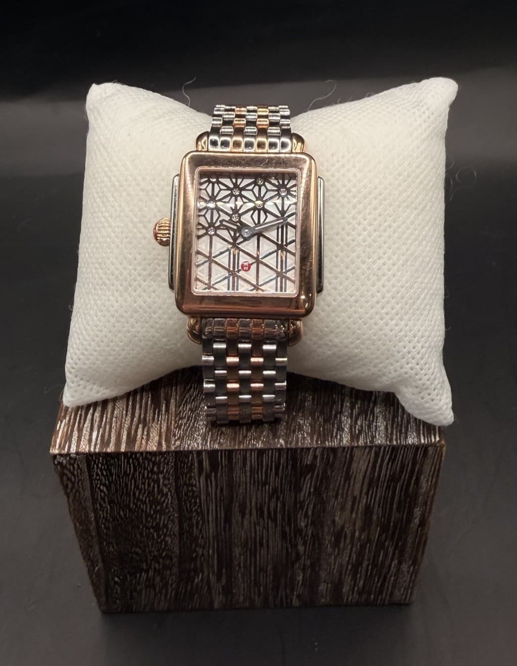 Michele Deco Madison Mid 16 Rose Gold & Stainless Diamond Watch MW06V00L4097