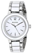 Bulova 98L172 Women's White Ceramic and Stainless Steel Round Analog Dress Watch