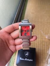 Tonino Lamborghini LB2001 Chronograph Quartz Watch Red Dial Square Used