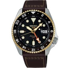 Seiko 5 Sports SBSC020 SKX Sports GMT Automatic Leather Band Men Watch JAPAN NEW