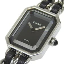CHANEL Premiere L H0451 Black Dial SS Stainless Steel Leather USED Watch