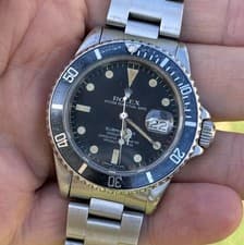 Rolex Submariner 16800 Matte Dial 1984 Watch Creamy Patina And Navy Fade Insert