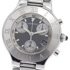 CARTIER CHRONOSCAPH W10172T2 Date black Dial Quartz Men's Watch_938339