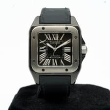 Cartier Santos 100 XL 2656 Black Steel Case Titanium Bezel Men’s Watch