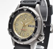 Vintage [N MINT] SEIKO 7C43-6A00 Titanium DIVER PROFESSIONAL 200m Gold JAPAN