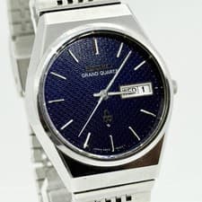 SEIKO Watch Grand Quartz 4843-8050 Silver Navy Quartz Men's Auth Rare Working