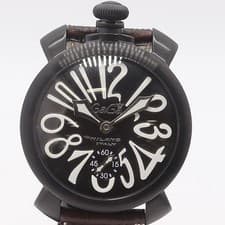 GaGaMilano 5210MIRO2LGY 21483 Manual Winding Black Dial Mens Working Dress Watch