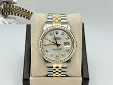 Rolex Datejust 16233 36mm MOP Diamond Dial Diamond Bezel 18K Yellow Gold Steel