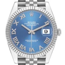 Rolex Datejust 41 Steel White Gold Blue Dial Mens Watch 126334 Box Card