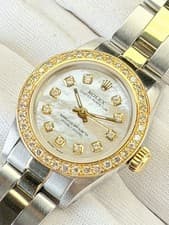 1987 Rolex Lady-Datejust 26mm White MOP Diamond Dial Gold & Steel 67193 Working