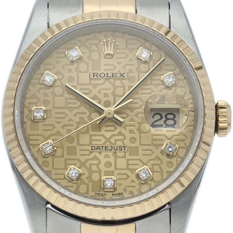 ROLEX Datejust Men's Watch 10P Diamond Computer Dial 16233G(W) K18YG/Stainle...