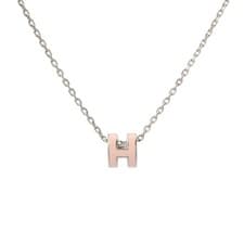 HERMES Ladies Necklace Pink Silver Hardware Enamel from JAPAN