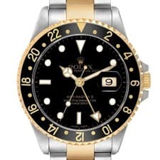 Rolex GMT Master II Steel Yellow Gold Black Dial Mens Watch 16713