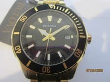 BULOVA MEN'S WATCH QUARTZ ALL S/S GOLD SWISS 98B442 NEW
