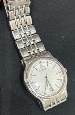 SEIKO CREDOR 9572-6000 Quartz Mens Watch Silver Date Vintage Japan Used