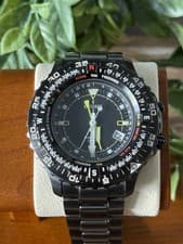SEIKO SKA425P1 KINETIC Watch Flight Master Pilots Black Leather Aviator
