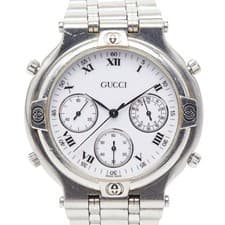 Gucci Chronograph 9300 Quartz Men's Stainless Steel White Dial Used