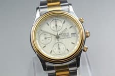 "NEAR MINT+++" Oris 7415 Chronograph Gold Silver Date Automatic Men Watch JAPAN