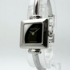 Gucci 1900L Bangle Watch Black Dial Silver Quartz 3ATM Swiss Made Authentic