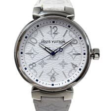 LOUIS VUITTON Tambour Gm White Monogram QA114Z White Used Watch #41014